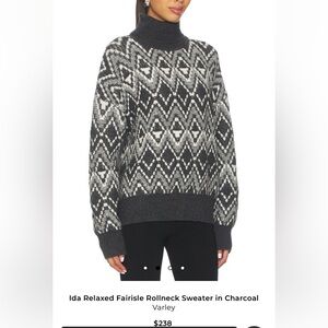 NWT Varley Ida Telaxed Fairisle Rollneck Sweater Large